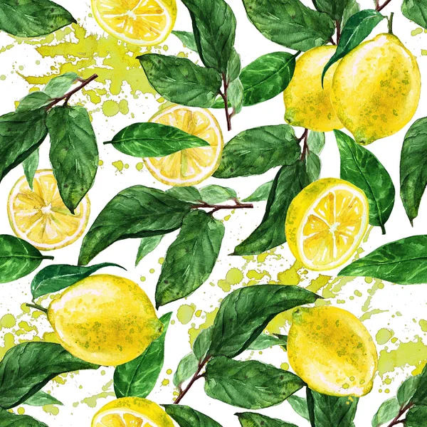 Akvarel bezešvé pattern - citron — Stock fotografie