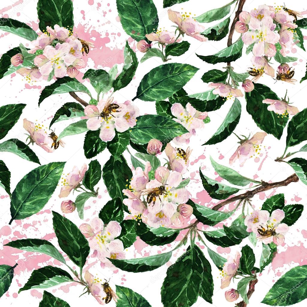 Watercolor seamless pattern - Blossom