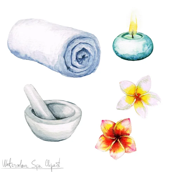Watercolor SPA Clipart - Collection of SPA and Beauty products and elements — Stock Photo, Image