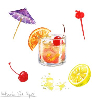 Suluboya gıda Clipart - eski moda