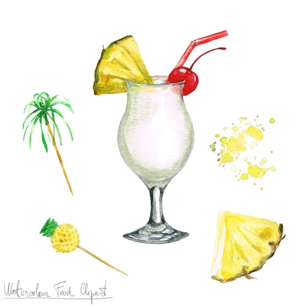 Clipart de alimentos acuarela - Pina Colada —  Fotos de Stock