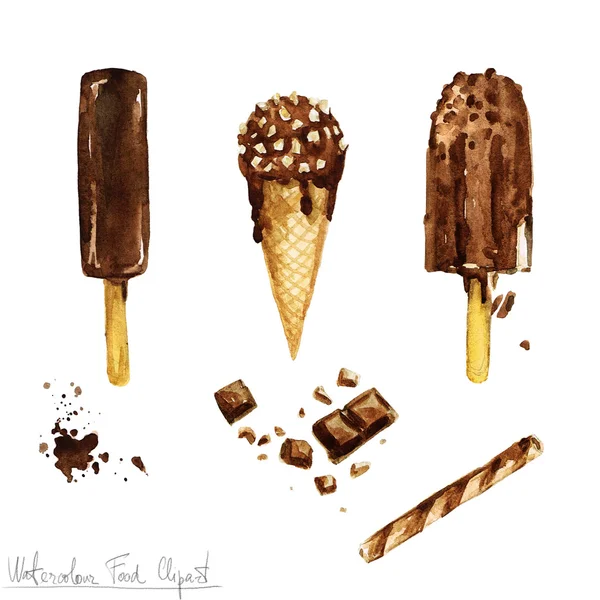 Akvarel potravin kliparty - zmrzlina — Stock fotografie