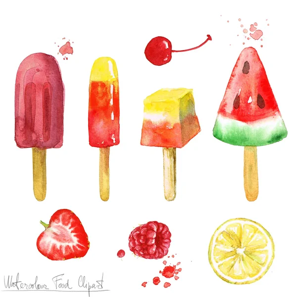 Watercolor Food Clipart - Ice Cream — Stock Photo, Image