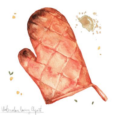 Sulu Boya mutfak eşyaları Clipart - fırın Mitten