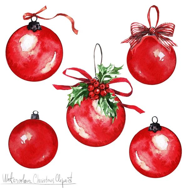 Sulu Boya Noel Clipart - topları — Stok fotoğraf