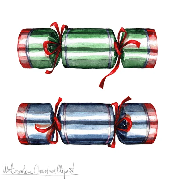 Aquarell Weihnachten Clipart - Cracker — Stockfoto