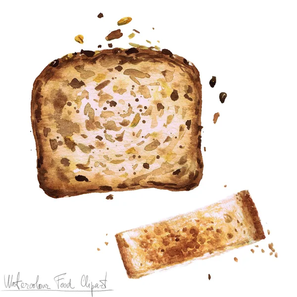 Akvarell mat Clipart - Toast — Stockfoto