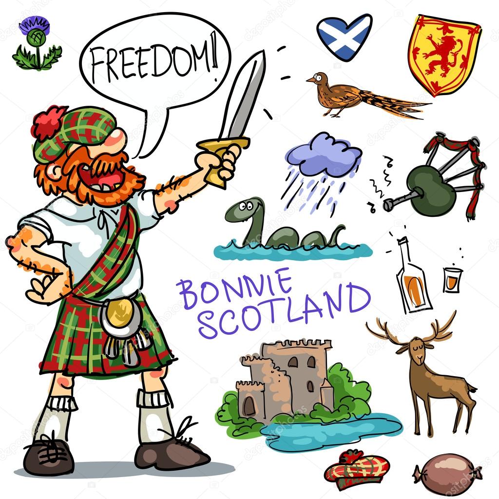 Bonnie Scotland cartoon clipart collection