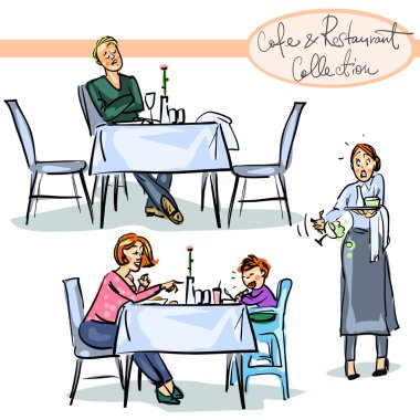 Cafe ve Restoran Collection - el çekilmiş sahneler. Küme 4