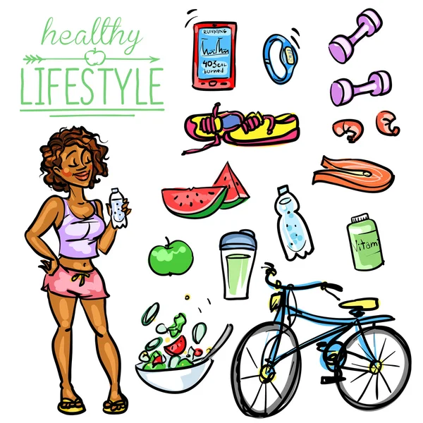 Healthy Lifestyle - Woman — Stock Vector