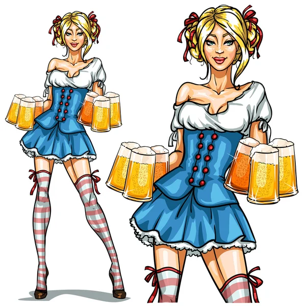Красивая баварская девушка, Октоберфест — стоковый вектор