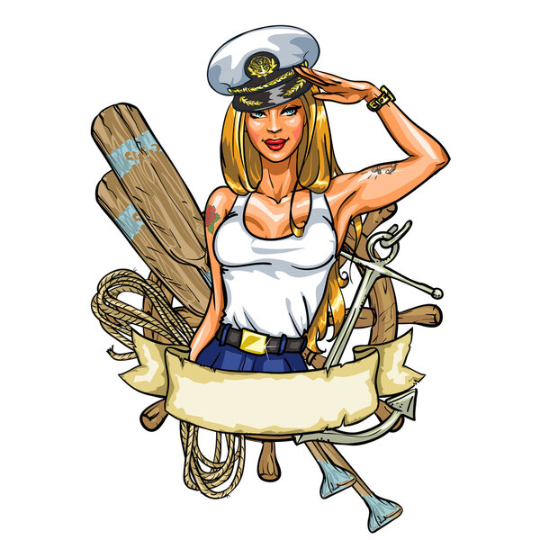 Лейбл Sexy Pin Up Sailor Girl
