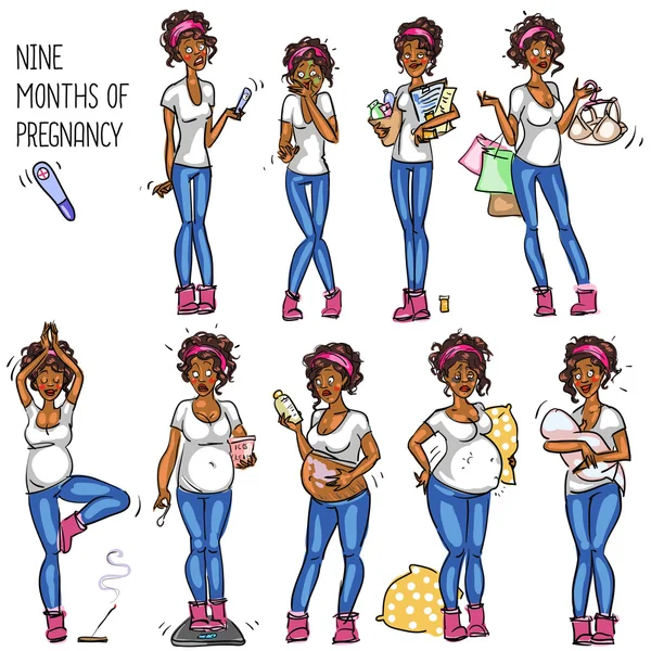 Nove mesi di gravidanza — Vettoriale Stock