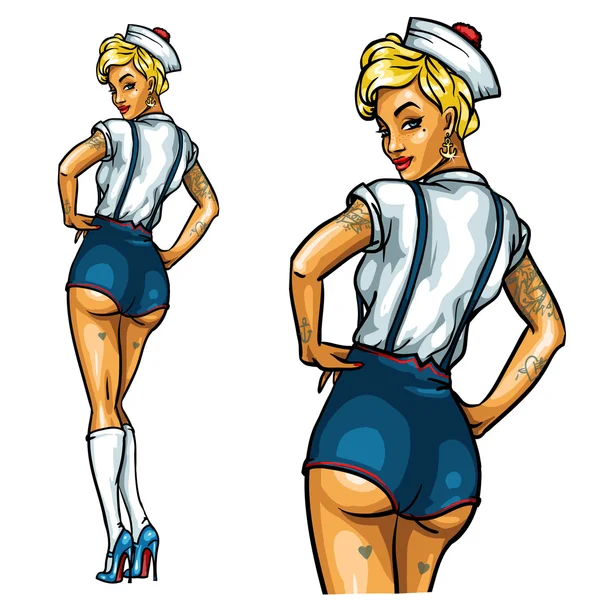 Pin Up Sailor Girl isolated — Stock Vector