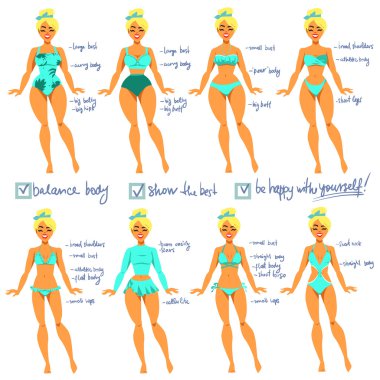 Body Types and Swimwear vector