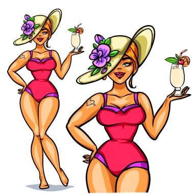 güzel iğne ile kokteyl kız