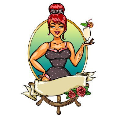 Beach parti etiketi metin için yer ile.