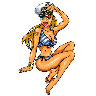 Pin Up üzerinde beyaz izole kız