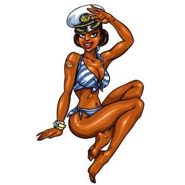 Pin Up üzerinde beyaz izole kız