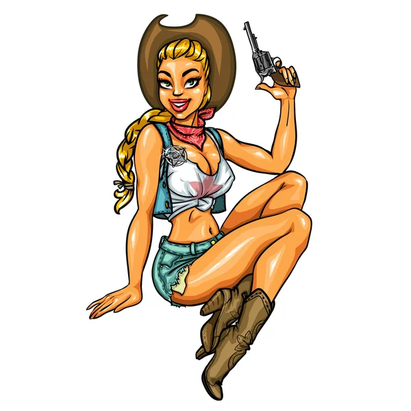 Printpin dívka, Sexy Cowgirl — Stockový vektor