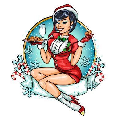 Pin Up kız Noel Baba kostüm