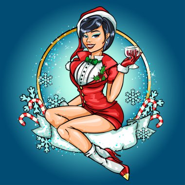 Pin Up kız Noel Baba kostüm