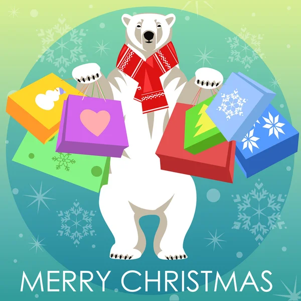 Tarjeta de felicitación con oso polar — Vector de stock