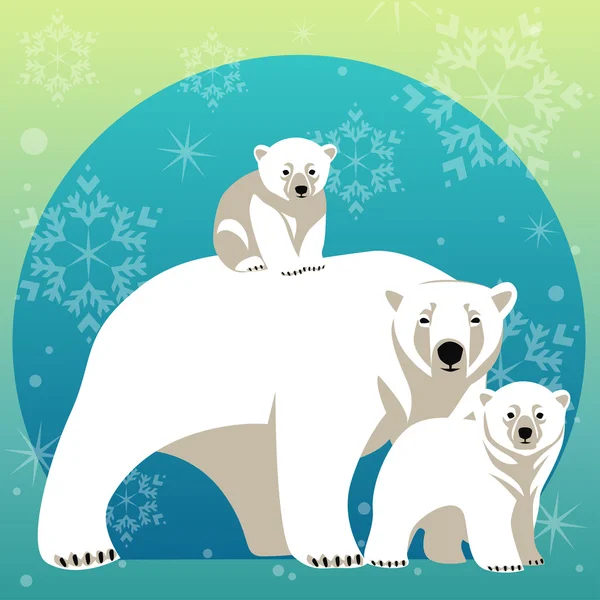 Greeting Card with Polar bear family. — Stock Illustration Greeting Card with Polar bear family. Royalty Free Stock Vectors