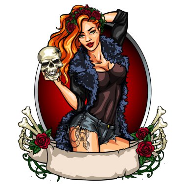 Güzel cadı bir kafatası holding.