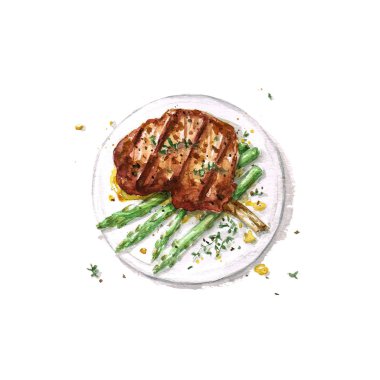 Kuzu kaburga - suluboya yiyecek toplama