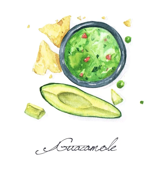 Guacamole - akvarell élelmiszer-gyűjtemény — Stock Fotó
