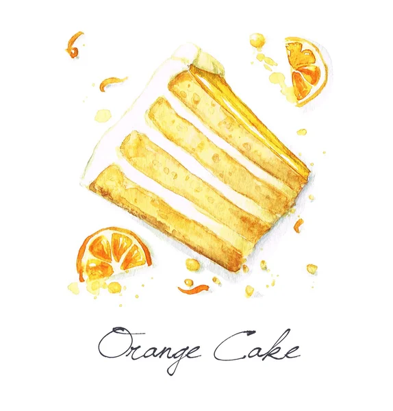 Gâteau orange - Aquarelle Collection alimentaire — Photo