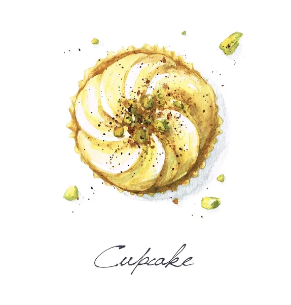 Cupcake - Watercolor Food Collection — Stock Photo, Image