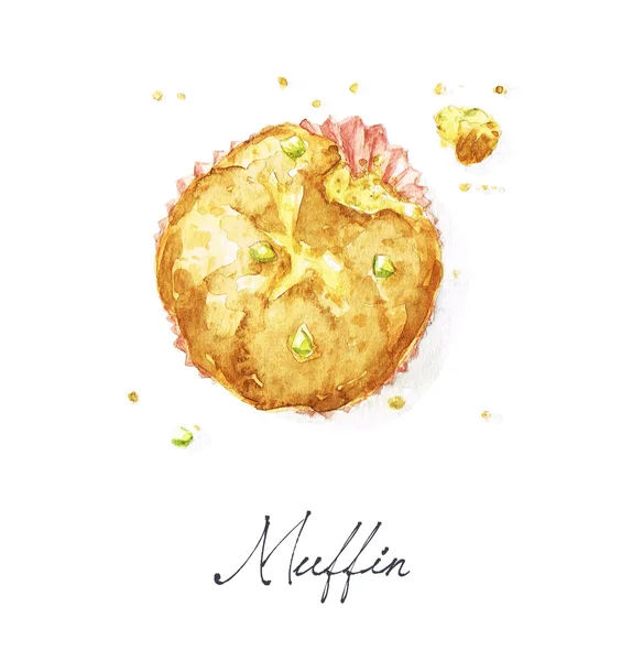 Muffin - suluboya yiyecek toplama — Stok fotoğraf