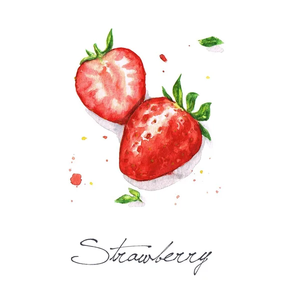 Erdbeeren - Aquarell Nahrungsmittelsammlung — Stockfoto