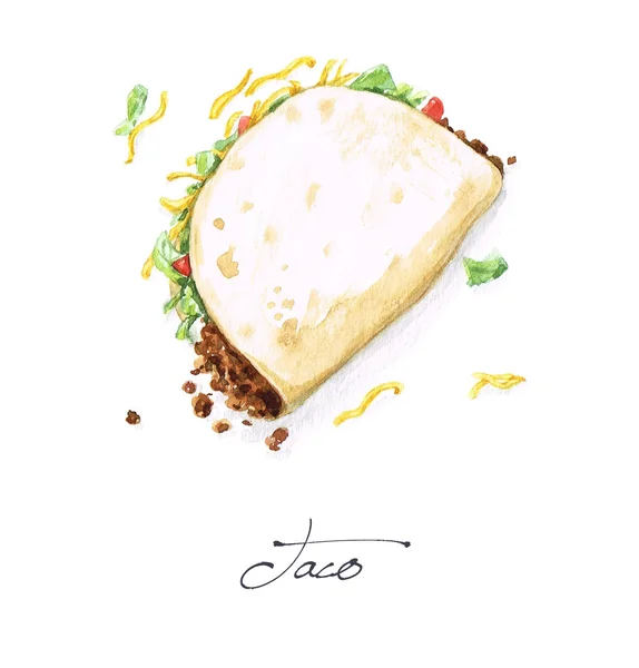 Taco - Coleção de alimentos aquarela — Fotografia de Stock