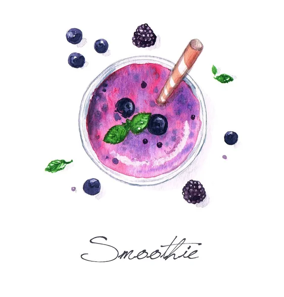 Smoothie - ακουαρέλα τροφίμων συλλογή — Φωτογραφία Αρχείου