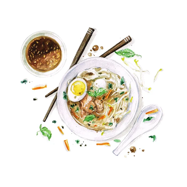 Soupe Pho - Aquarelle Collection alimentaire — Photo