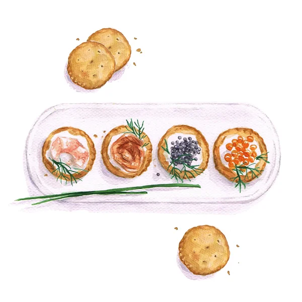 Seafood snacks - Watercolor Food Collection