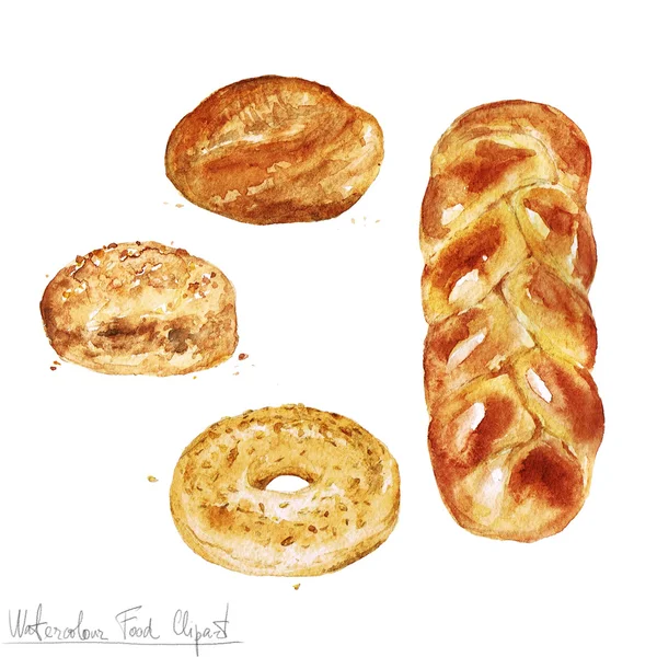 Akvarel potravin kliparty - pečení. Izolovaný — Stock fotografie
