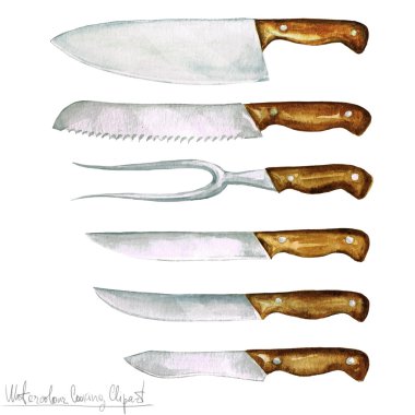 Sulu Boya pişirme Clipart - Set bıçaklar