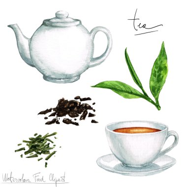 Clipart - çay pişirme suluboya