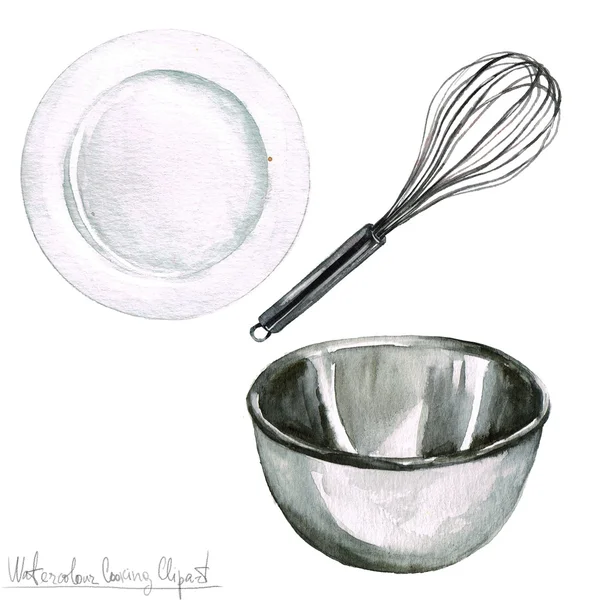 Akvarel, vaření kliparty - kuchyňské potřeby — Stock fotografie