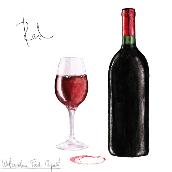 Aquarell Lebensmittel Clipart - Wein — Stockfoto