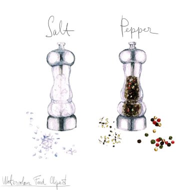 Watercolor Food Clipart - Salt and Pepper clipart