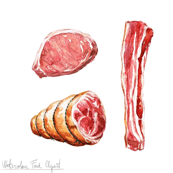 Ακουαρέλα τροφίμων Clipart - κρέας — Φωτογραφία Αρχείου
