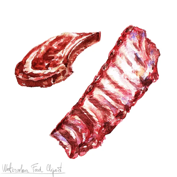 Akwarela żywności Clipart - mięso — Zdjęcie stockowe