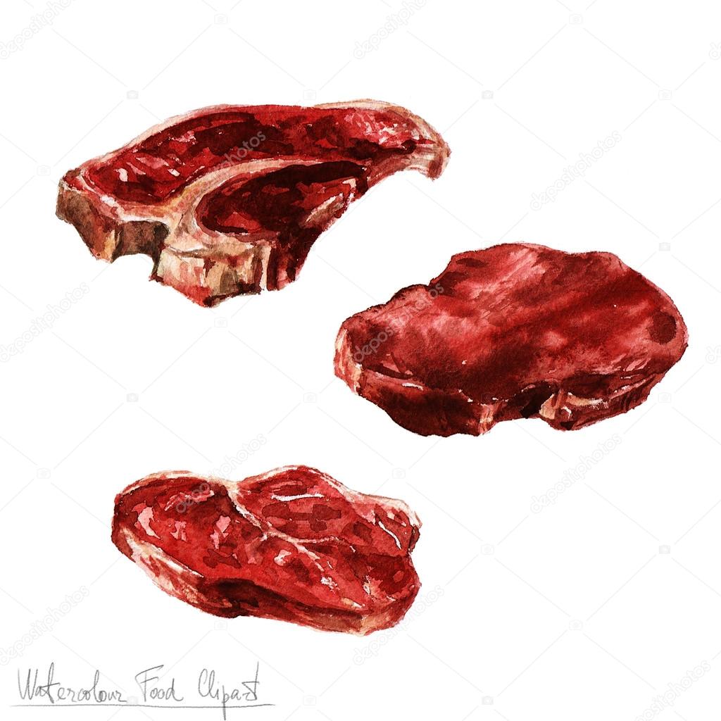 Watercolor Food Clipart - Meat