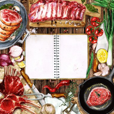 Suluboya arka plan - et pişirme