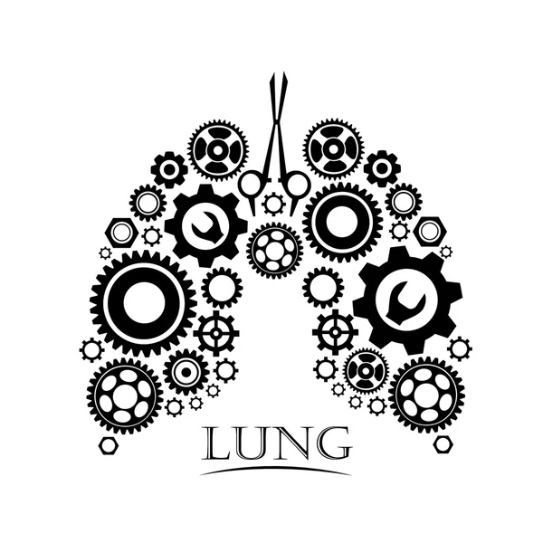 Анотація людської легені з шестерень — стоковий вектор